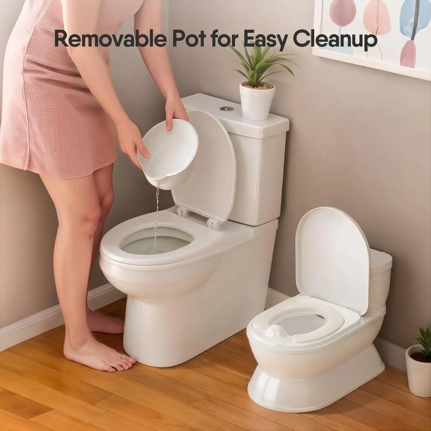 2-in-1 Toddler Potty Training Toilet - Larger Potty Chair for Boys & Girls Ages 1-3 with Flushing Sound Toilet Paper Holder