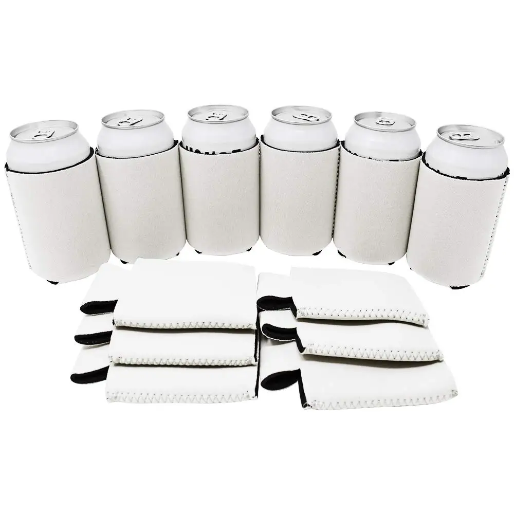 Customized Sublimation Logo Neoprene 12oz 330ml Blank White Beer Cooler Can Coozies