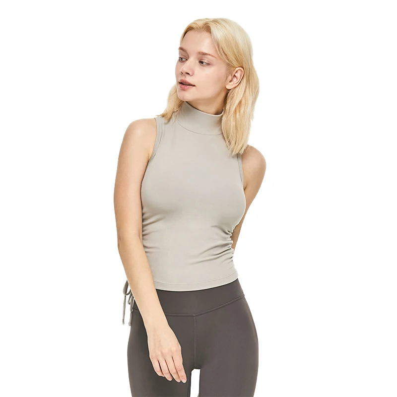 
 Женский укороченный увлажняющий танцевальный топ на бретельках, универсальный топ с высоким воротником для фитнеса и тренировок  