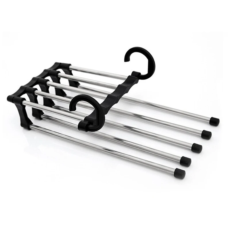 5 in 1 Pant Rack Multifunction Shelves Stainless Steel Multi-functional Wardrobe Magic Trouser Hanger Coat Storage Organization