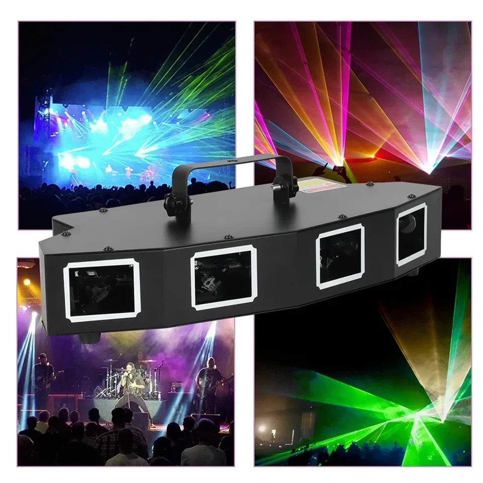 R GBY Four Holes Lasercube DMX512 Sound Activated Control LED DJ Stage Light Lazer Light DJ Disco Laser Lights For Night Club
