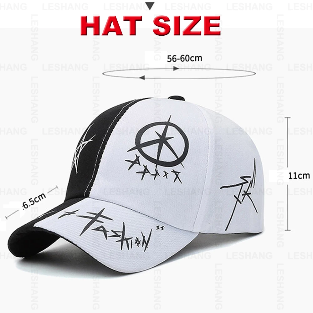 New Black and White Graffiti Baseball Caps Color-Blocking Custom Printing Logo Cotton 6Panel Curved Brim HIP HOP Sports Hats