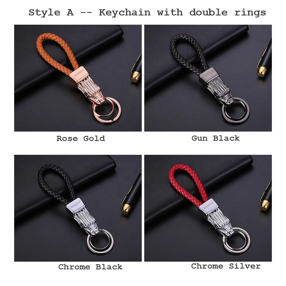 Wholesale New York Trendy Double Loops Keychain Pants Waist Belt Leather Loop Key Chain with LED Lights