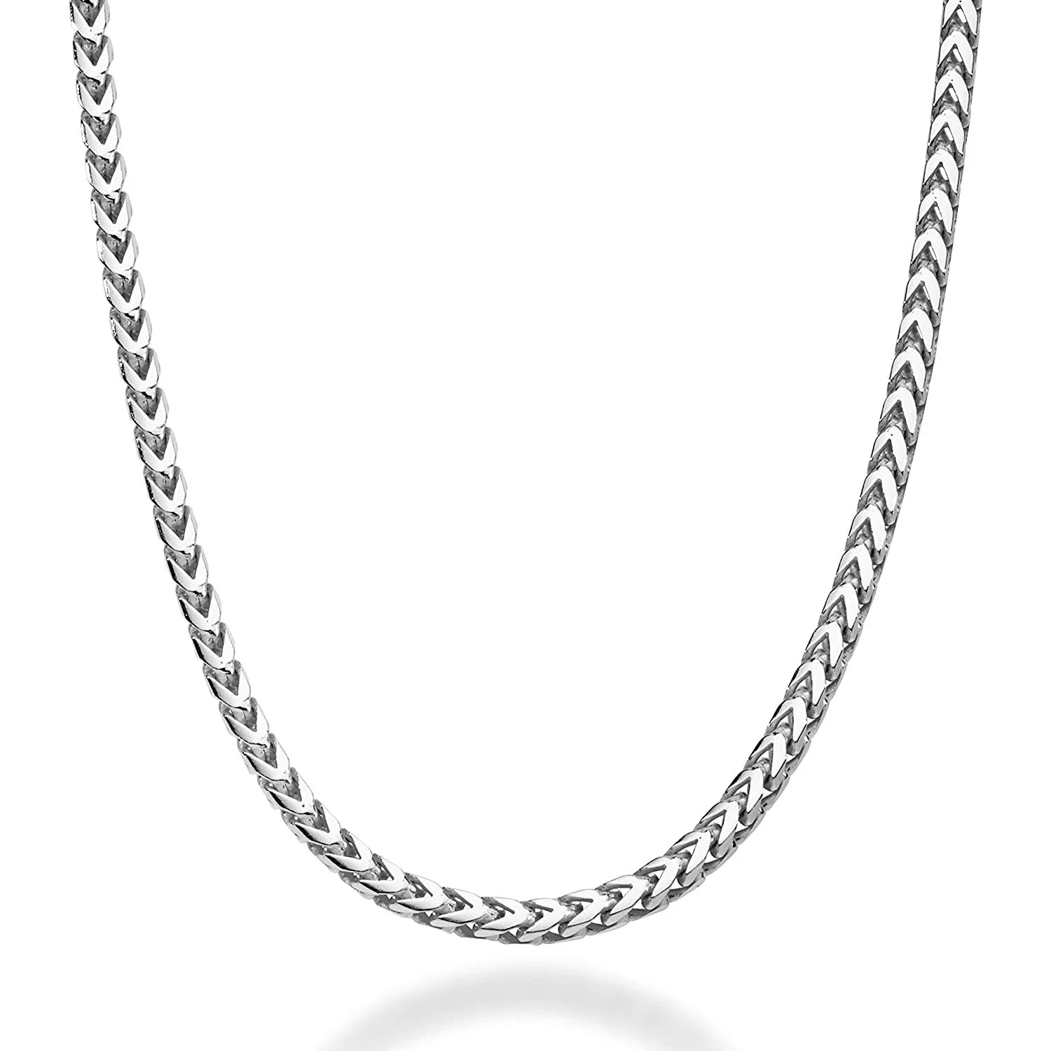 Italian 2.5mm Franco Square Box Link Chain Necklace for Men Women 16-30 Inch Customized Pendant Necklaces 925 Sterling Silver