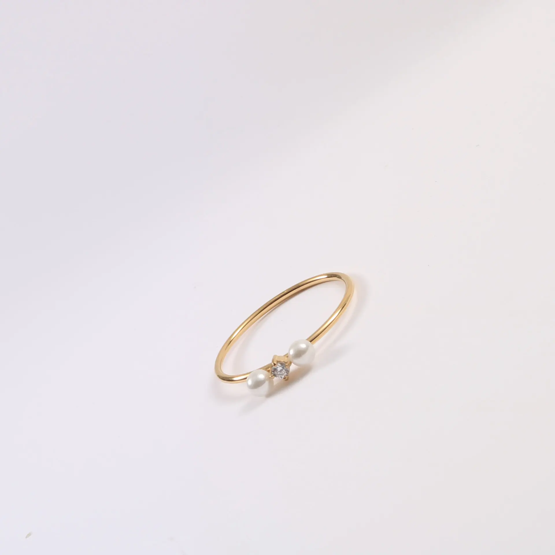 Jewelry Wholesale Trendy Stainless Steel 18K Gold Plated Pearl Rings For Women Non Tarnish Jewelry