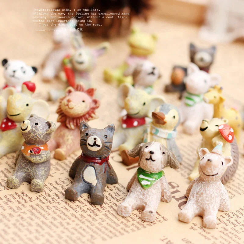 20 Styles MIni Resin Animals Figurines, Miniature for DIY Fairy Garden Home Decoration Moss Landscaping Figures Children Gift