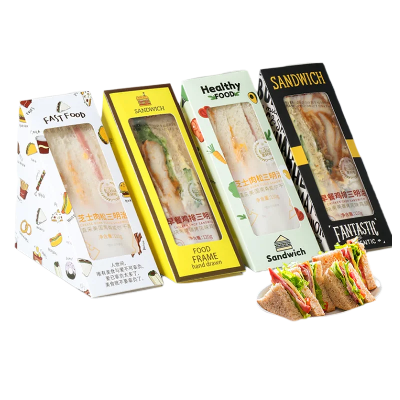 Sandwich Box-Small Sandwich Wedge Box with Window Triangular Sandwich Container