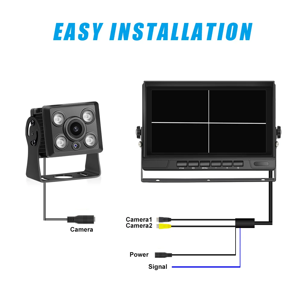 7 inch 4CH Available Bus Truck DVR 1080P IPS Color Monitor RearView IP68 Waterproof Car LCD Monitor