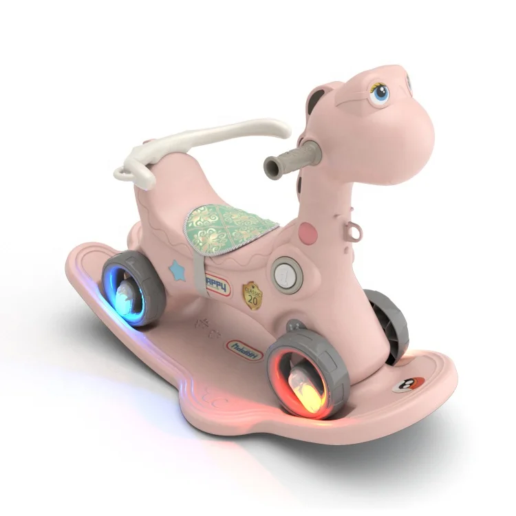 Profession Design Indoor  children Toy Gift Plastic Indoor 2 In 1 Play Toy Rocking Ride Horse With Sound