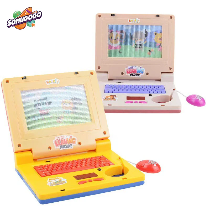 SL Early Educational Computer Kids Learning Laptop Learning Machine Toys With Keyboard Mouse Music Light Screen Sticker