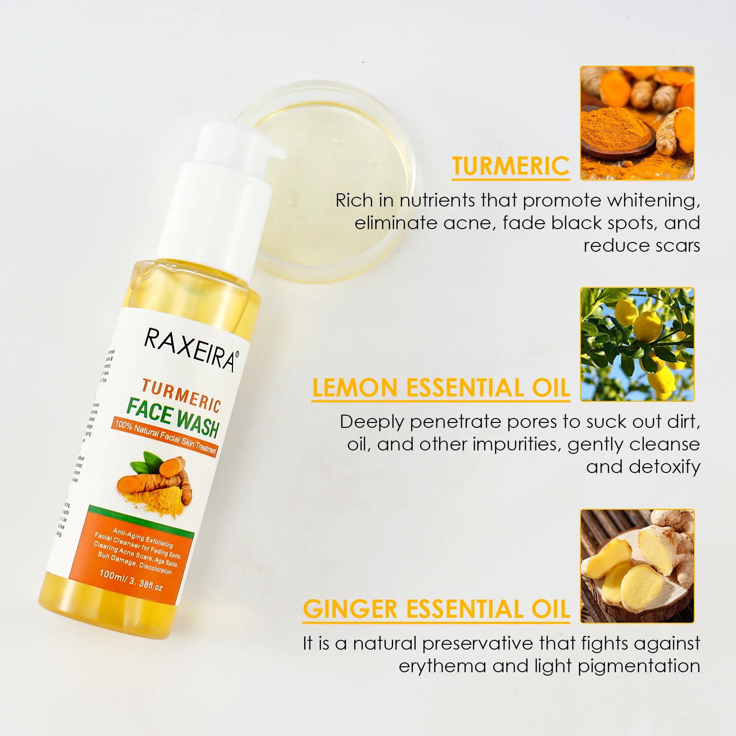 Custom Turmeric Beauty Facial Cleanser Dark Spot Brightening Skin Care Products Facial Cleanser And Moisturizer Face Wash