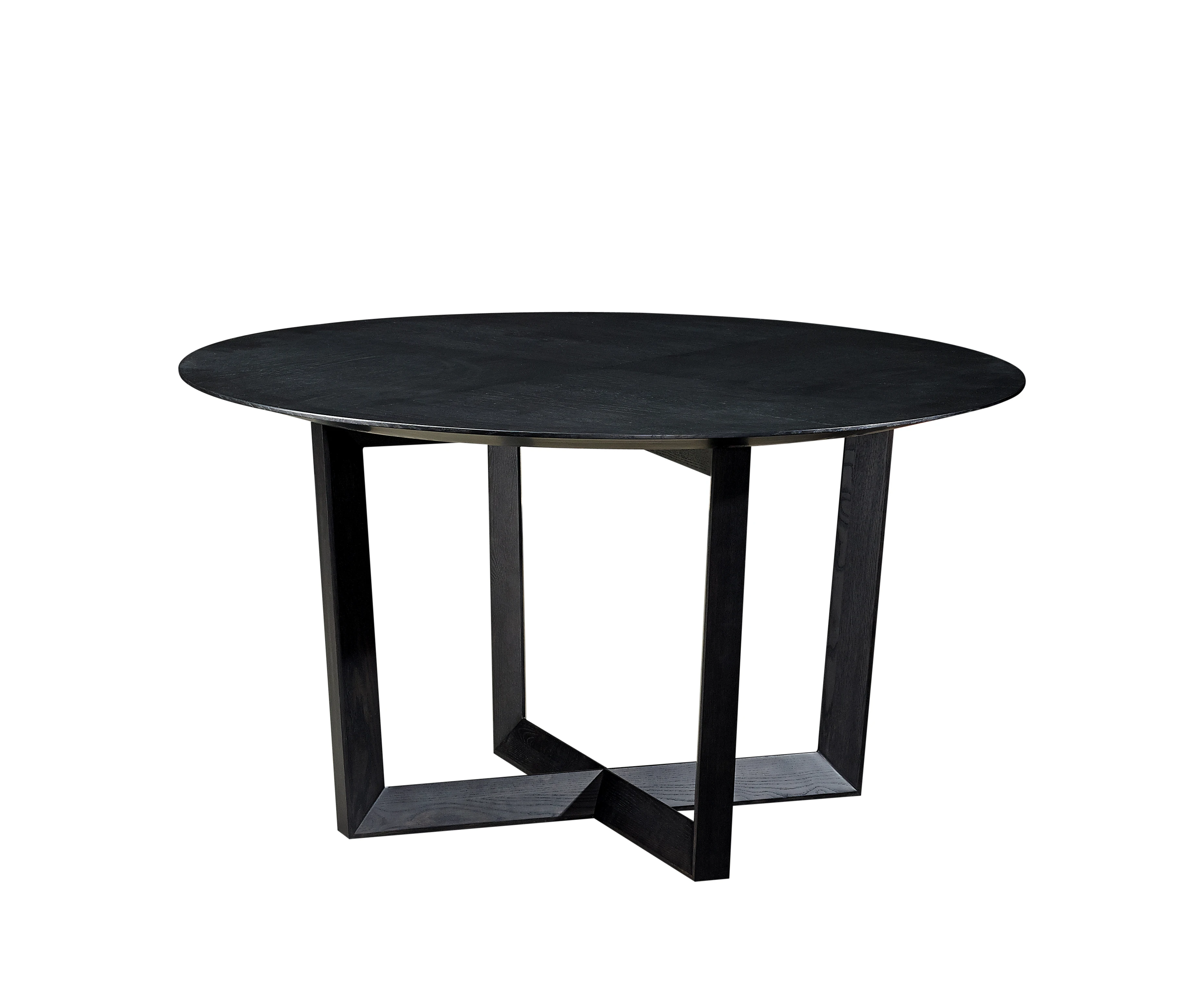 Dining room furniture  modern style X-shaped solid wood base black oak color Round dining Table