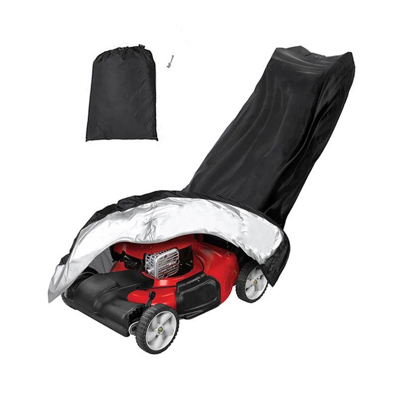Factory Custom Lawn Mower Cover with PU Coating & Double Drawstring & Storage Bag Waterproof Lawnmower Covers for Outdoor