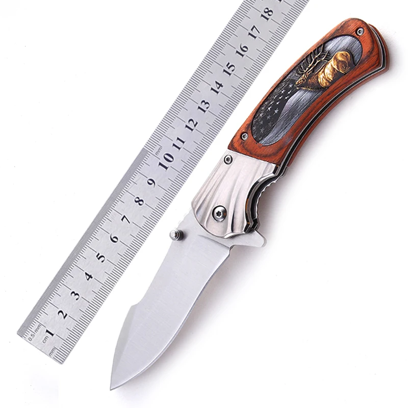 PAKKAWOOD handle laser animal pattern 3d printing camping utility folding blade knife