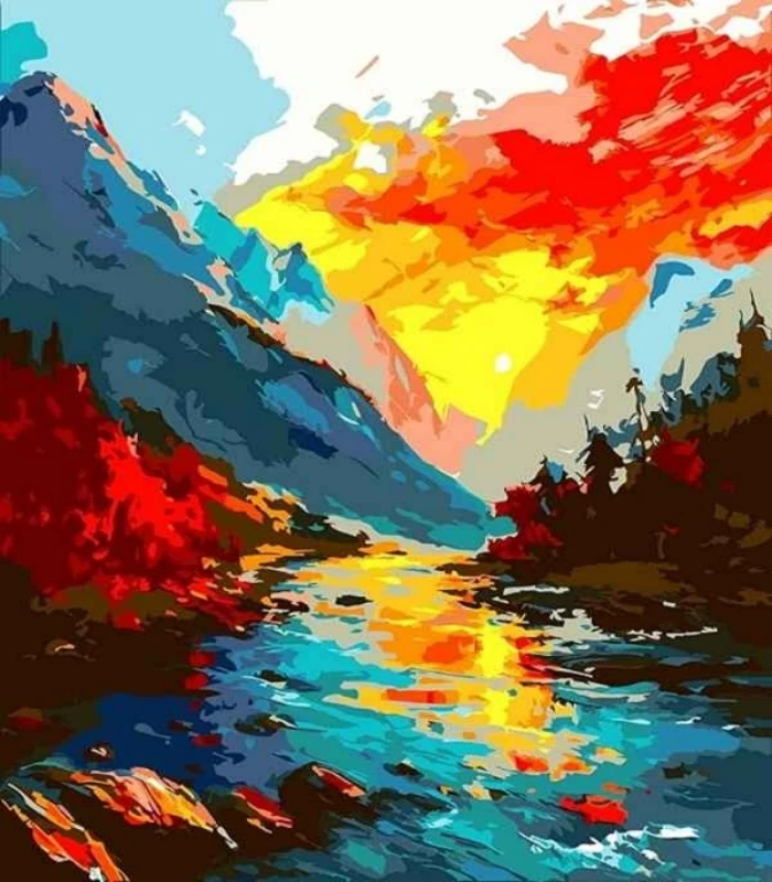 Painting by numbers Mountain  scenery  painting,Canvas living room decorative painting
