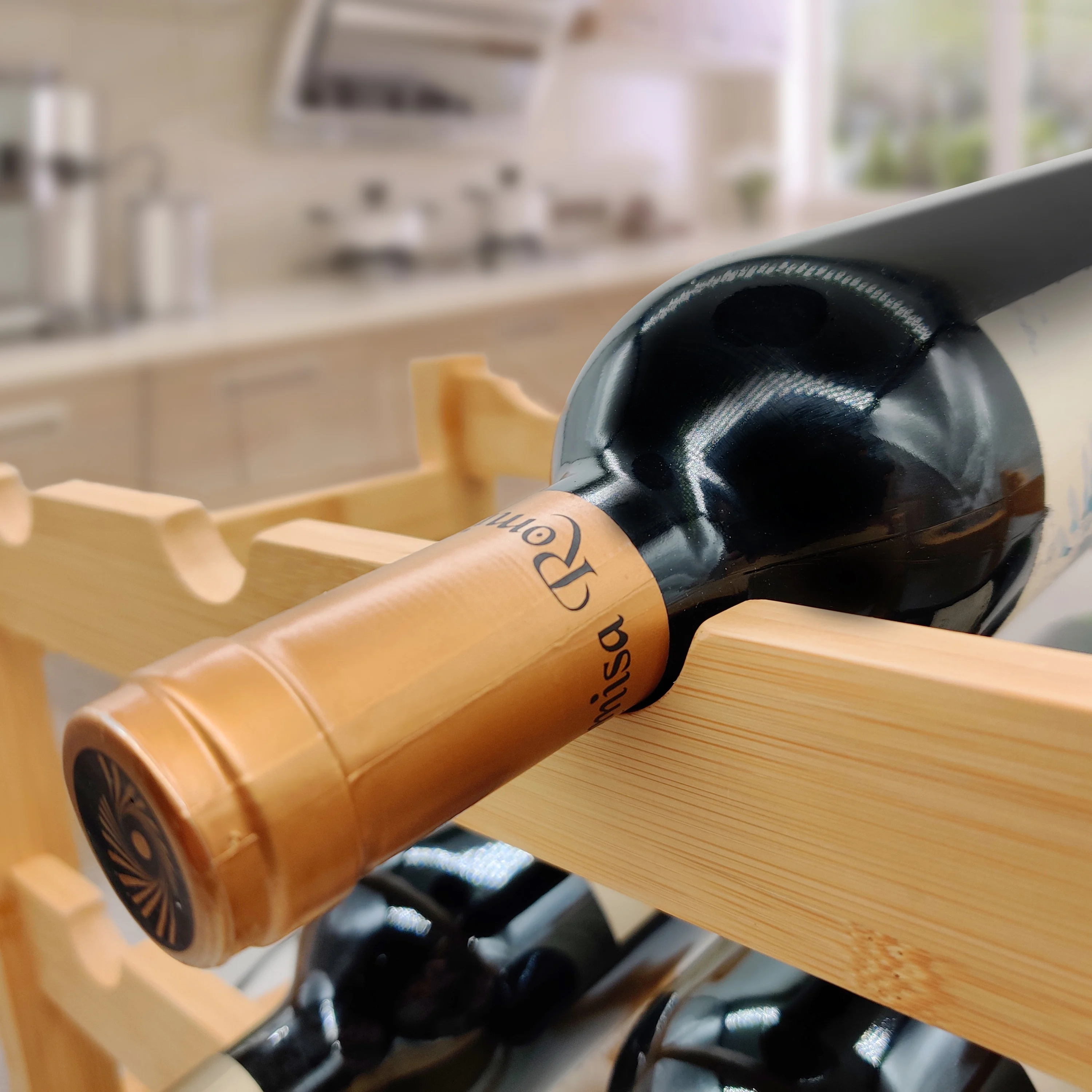Modern Bamboo Sublimation Wooden Wine Glass Bottle Holder 3 Layers Wine Display Rack For Wine Champagne Storage