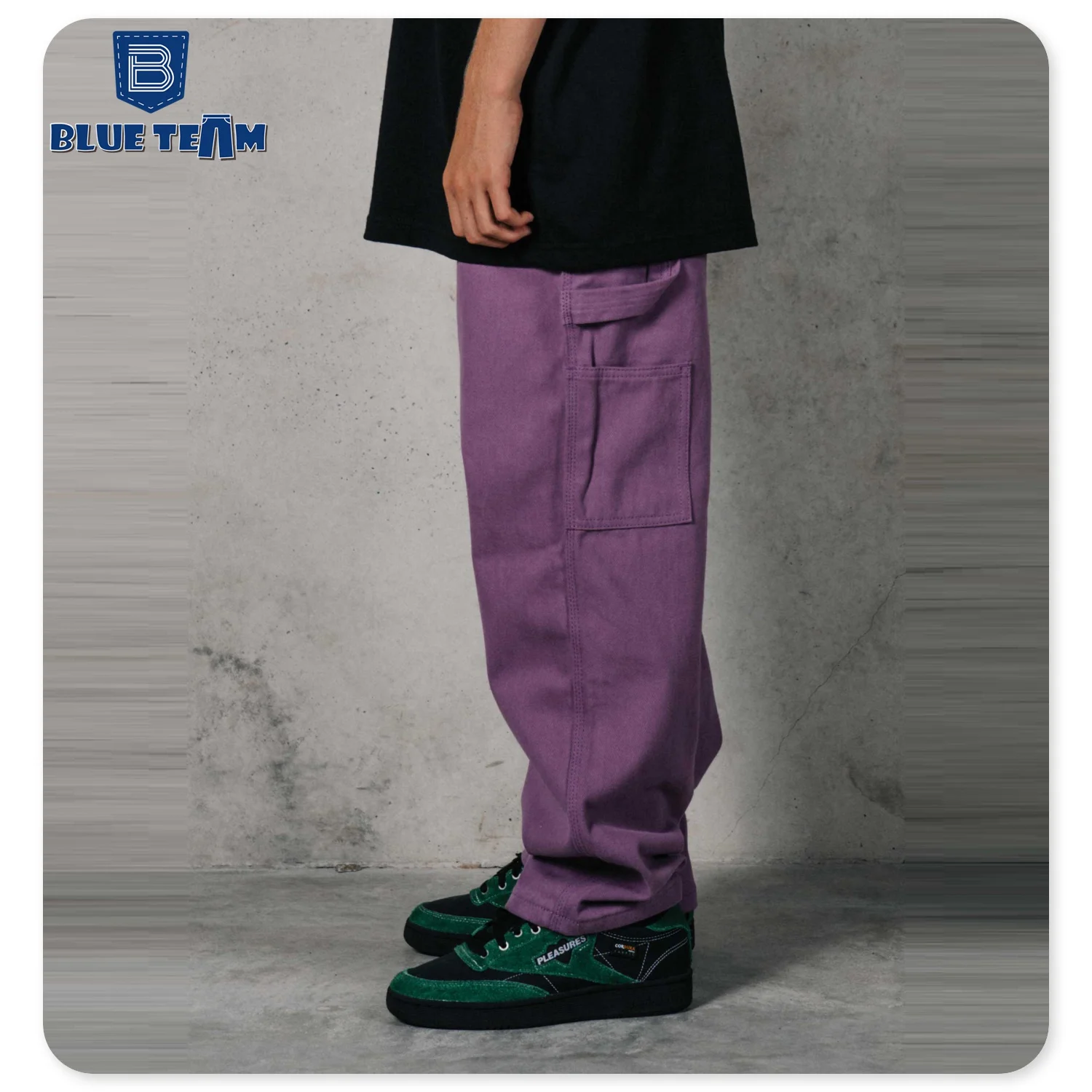 Blue Team | Custom denim jeans manufacture heavy purple colors mens pants baggy denim jeans cargo mens jeans for men