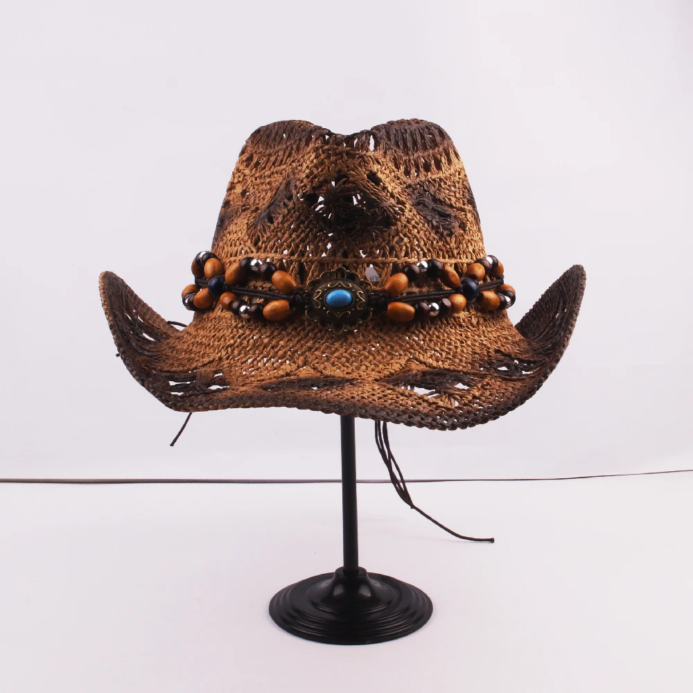 Wholesale Latest Design Custom Panama Straw Hat Unisex Wool Felt Straw Cowboy Hats With Adjustable Sweatband