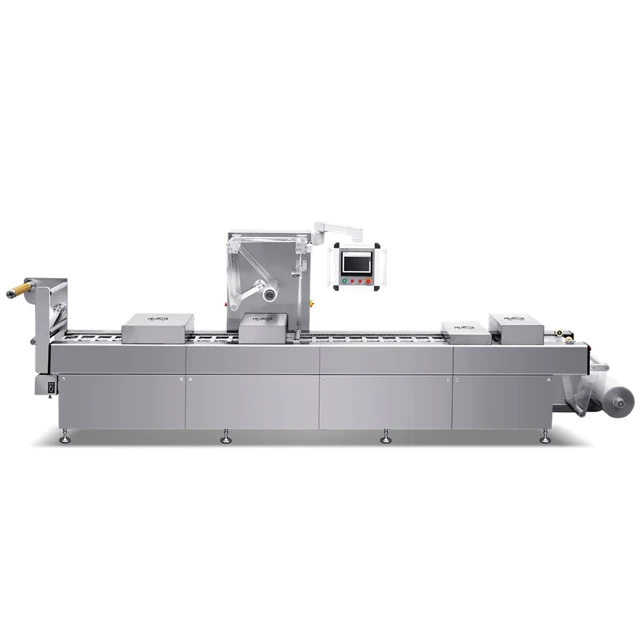 Automatic Multi Head Continuous Stretch Film Thermoforming Fresh Food  Vacuum Packaging Machine Factory Price