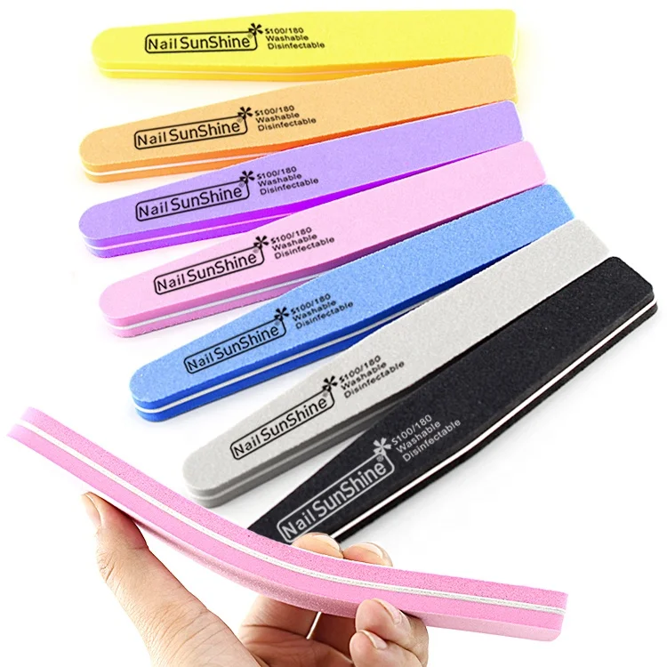 Professional nail sponge buffer washable double side sponge  foam nail files 100/180 grit size pink buffer nail files