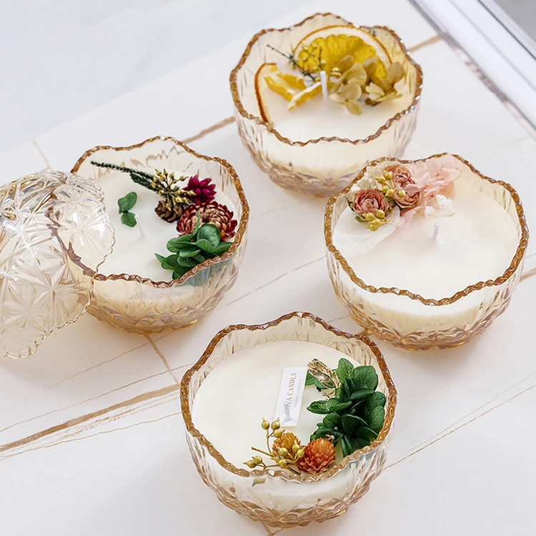 Wholesale Customized scents Fragrance Aromatherapy Healing Flowers Scented Soy Wax Candles with lid