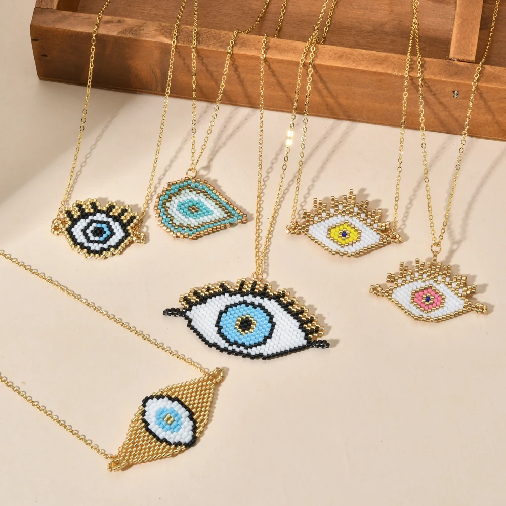 New Turkish Evil Eye Bead Pendant Necklaces For Women Boho Gold Color Lucky Eye Clavicle Chain Choker Wedding Party Jewelry