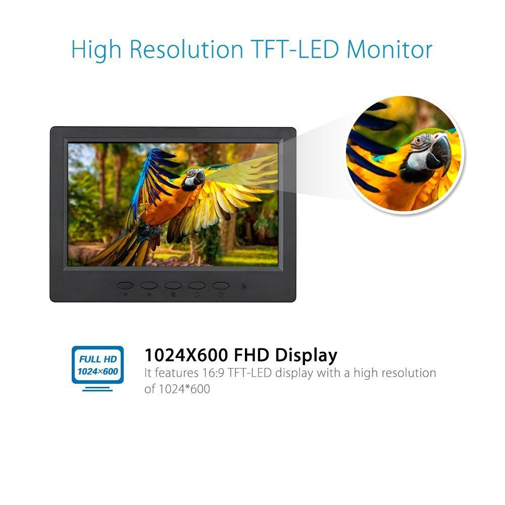 Zhixianda 1024*600 7-inch industrial LCD monitor office monitor