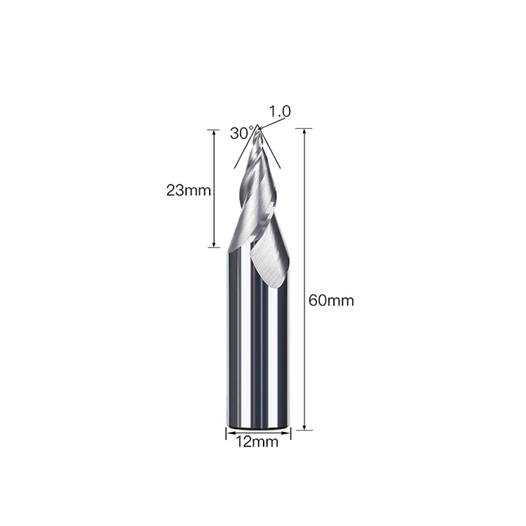 Jinchuan hot sale D12mm Two flutes spiralcnc mini word luminous word processing cutting tools mini milling cutter word end mill