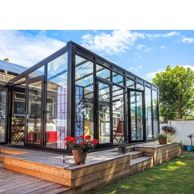 Free Standing Winter Garden Solarium with Aluminum Tempered Glass Polygon Roof Molding Winter Season Sunroom & Glass House