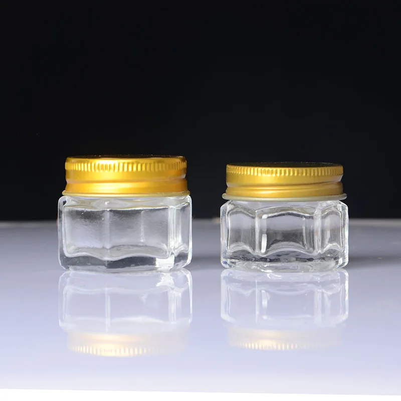 10g 20g hexagon transparent glass  jar for tiger balm eye cream