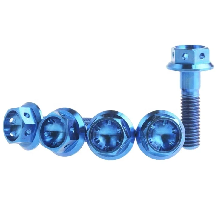 High strength custom M8 hex flange GR5 Ti-6al-4v titanium bolts titanium screws titanium fasteners