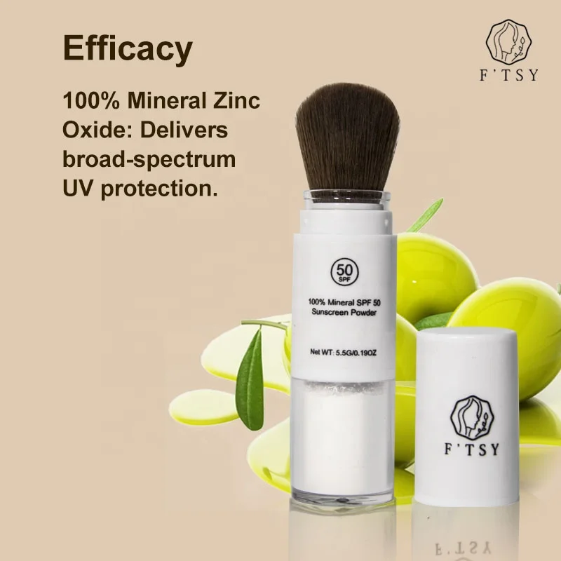 Private Label 100% Mineral Powder SPF 35 Vegan Broad Spectrum UVA UVB Protection Sunscreen Powder with Brush