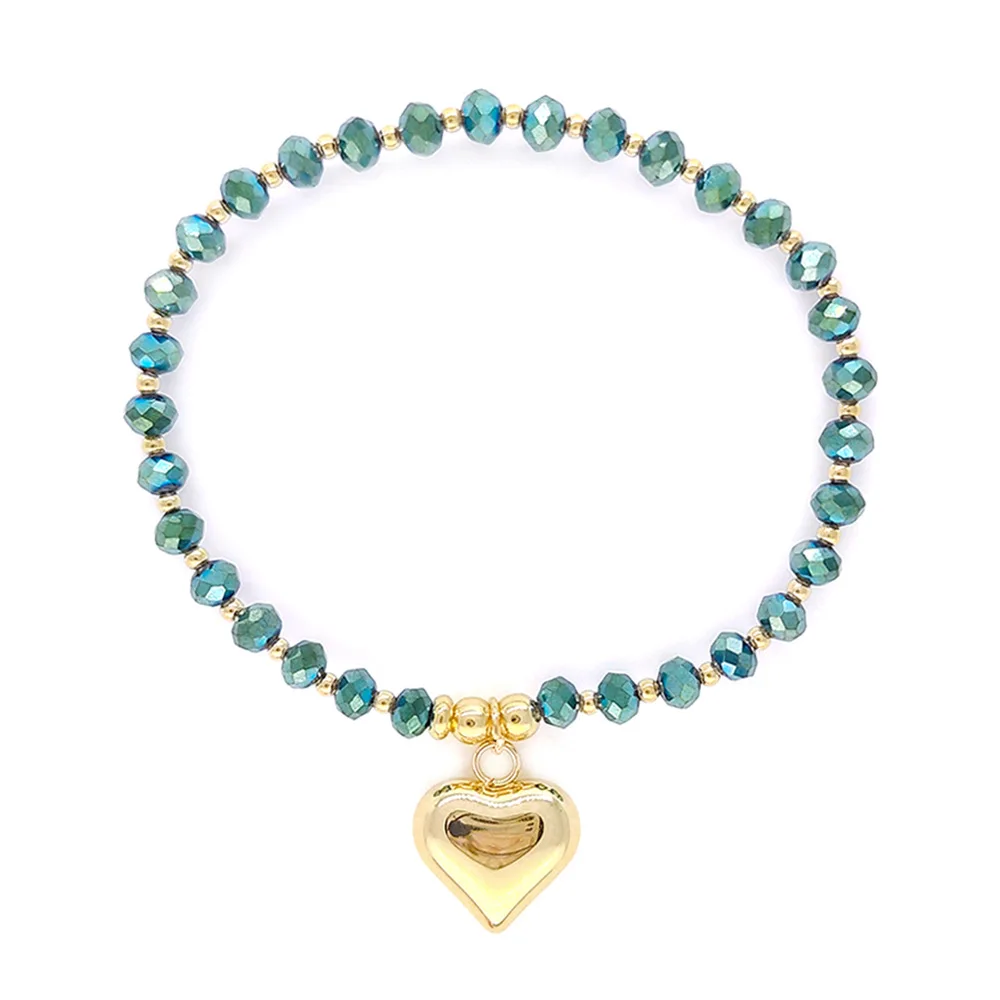 2024 New Arrival Crystal Beads Bracelet Heart Charm Bracelet Stacking Beaded Bracelet  Boho Jewelry Summer Trendy