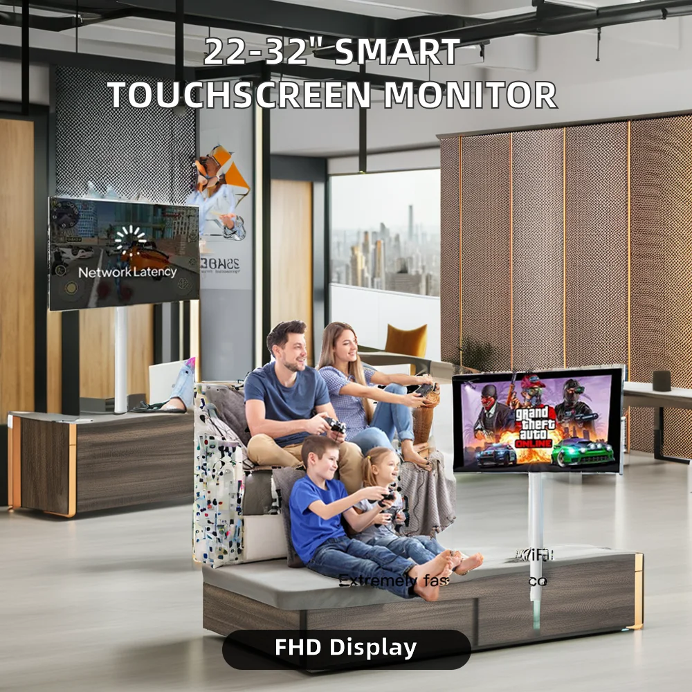 Portable 21.5 Inch Incell LCD Touch Screen Smart TV Movable Stand Indoor Android 12 Elevator Function SDK 1 Year Warranty OEM