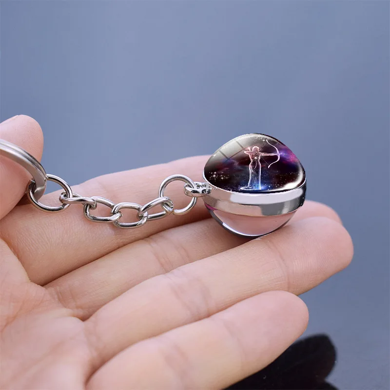 Honor Of Crystal Custom Sign Key Chain Crystal Constellation Night Light Bling Design Luxury Crystal Key Chain