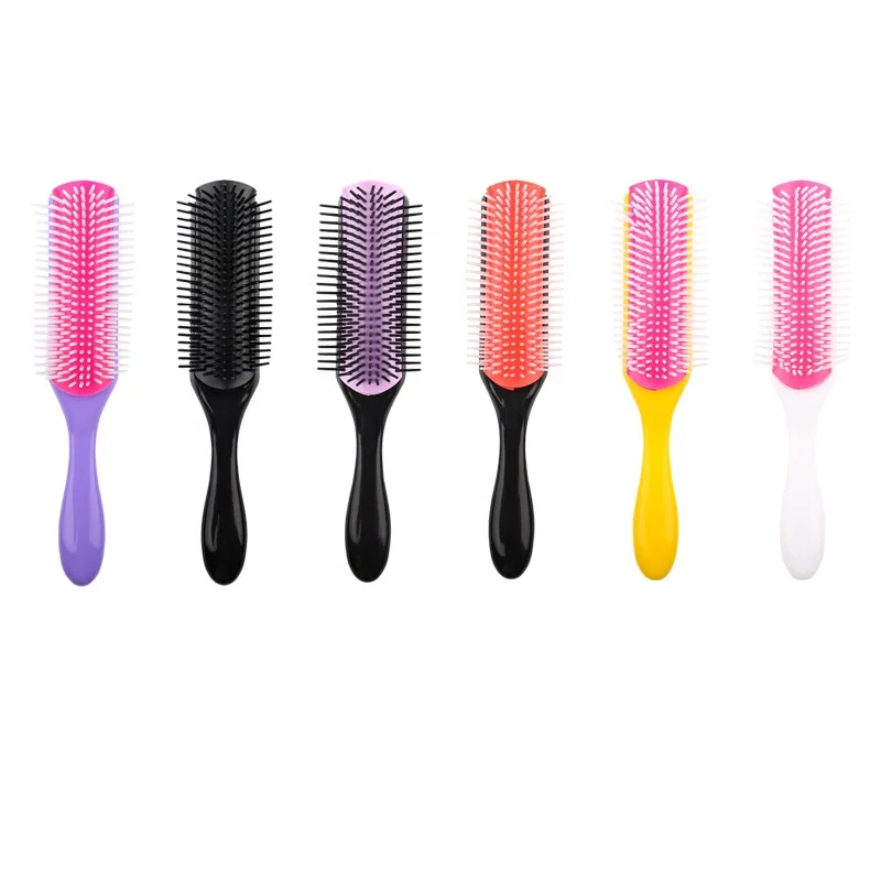 Abeis Customize Nylon Bristle Salon Curl Hair Massage Brush 9 Nine Rows Detangle Detangling Hair Brush