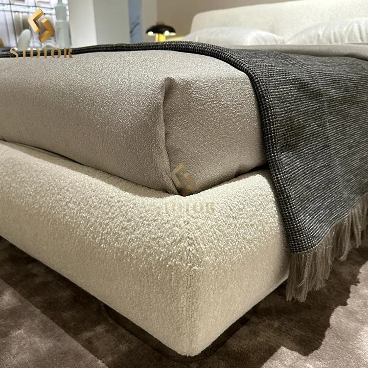 Italian Modern Beds Luxury Minimalist King Queen Size Queen Bed Frame Bedroom Furniture Set Upholstered Velvet Leather Beds