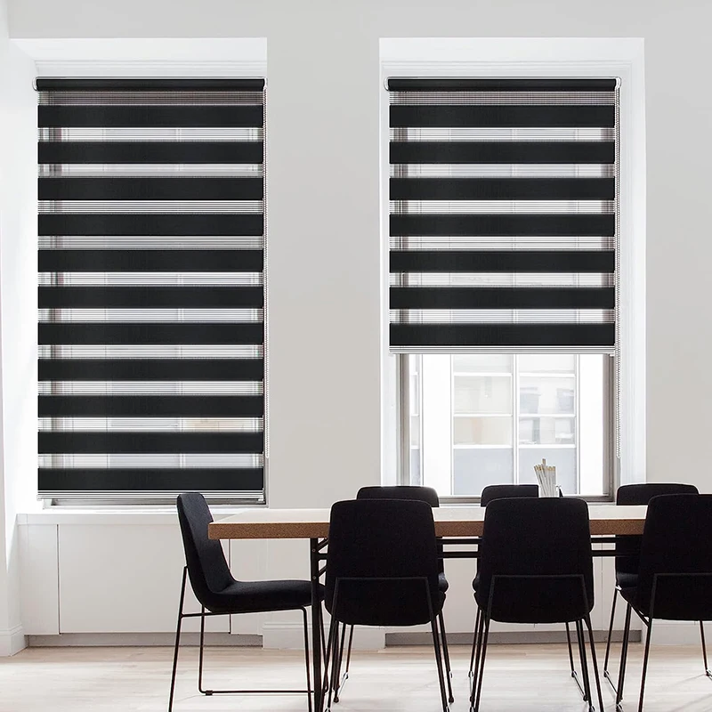 Factory Price Free Sample 100% Polyester Fabric Customize Blackout Blinds Zebra Roller Shade