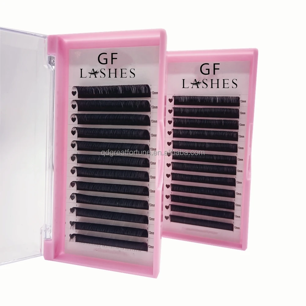 Classic Individual Eyelash Extensions Logo Russian Volume Eyelash Extension Print Korean Silk Full Volume Korean PBT Fiber Black
