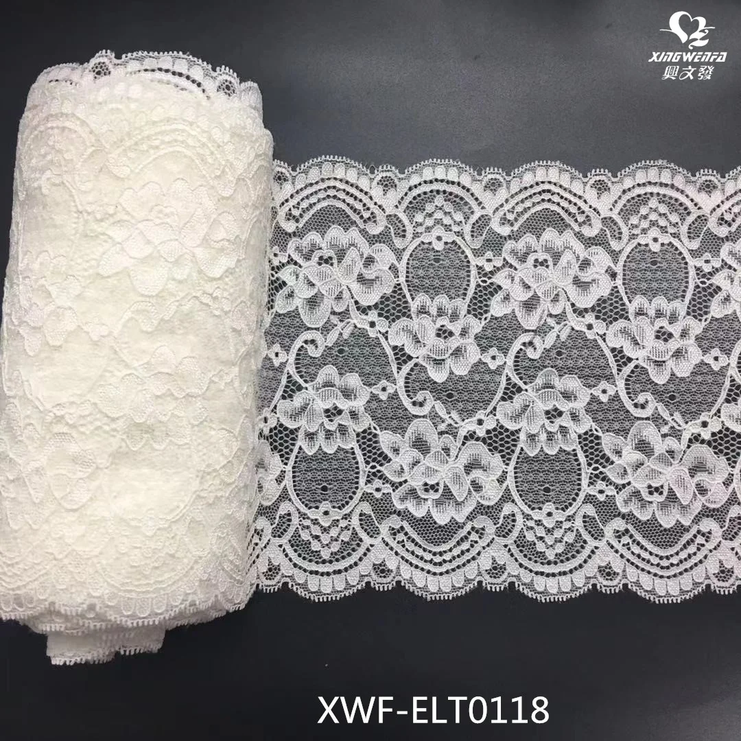 Good quality 18cm border lace trim embroidery white milk silk embroidery lace fabric