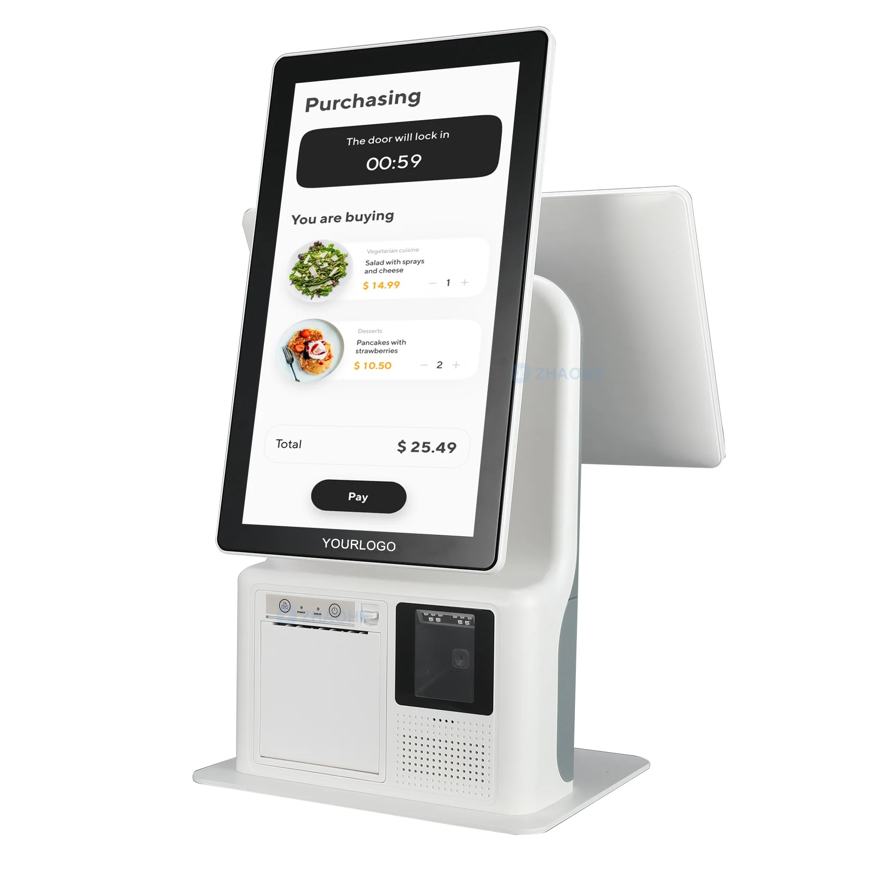 TZ158 all in one point of sale ordering kiosk pos with nfc device for self service kiosk with qr barcode scanner