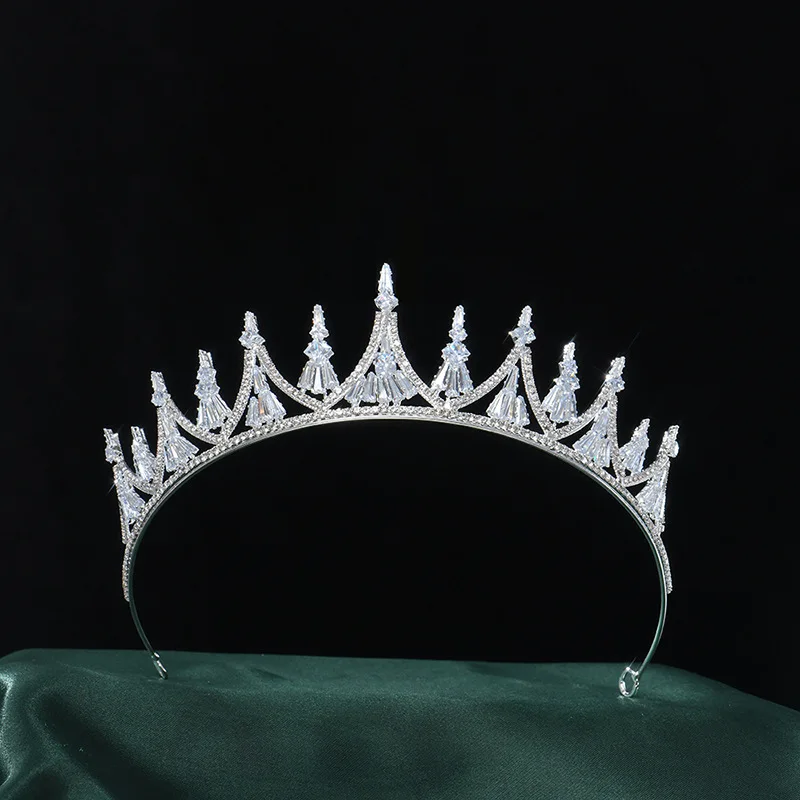 Free customized silver diamond crystal full round pageant tiara queen winner crowns for party hair accessories