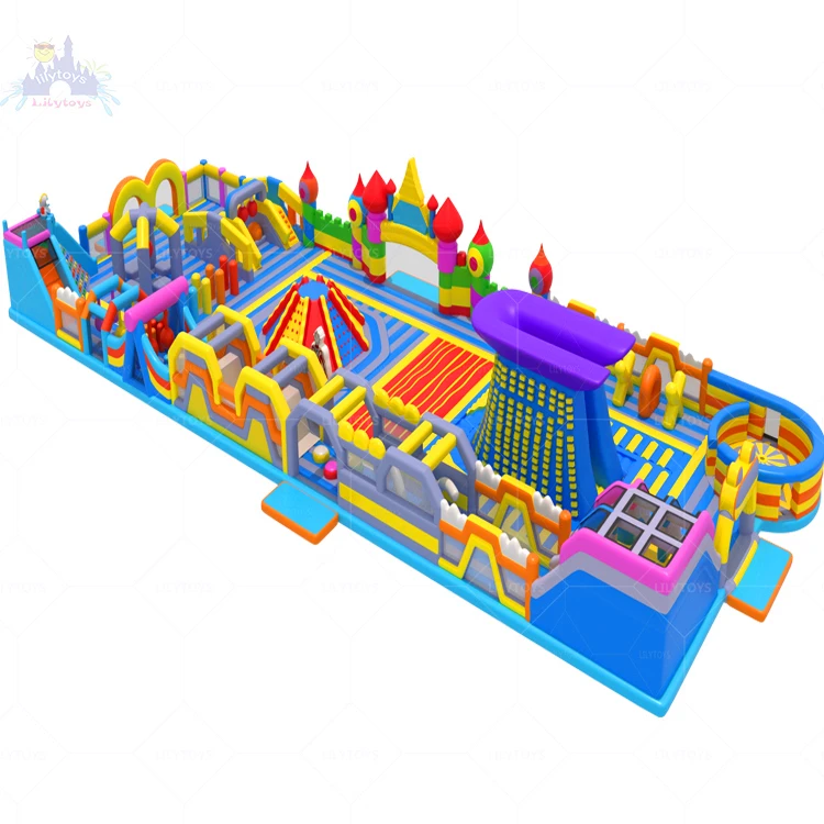 Commercial Bounce Park Inflatable Playground Amusement Games Obstacle Slide Play Items Ball Pool Inflatable Theme Park For Kids