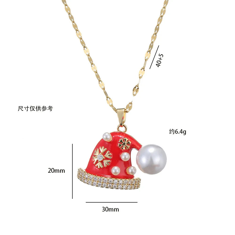 YW Fashion Pendant Christmas Zircon Collarbone Chain Jewelry Necklaces For Women
