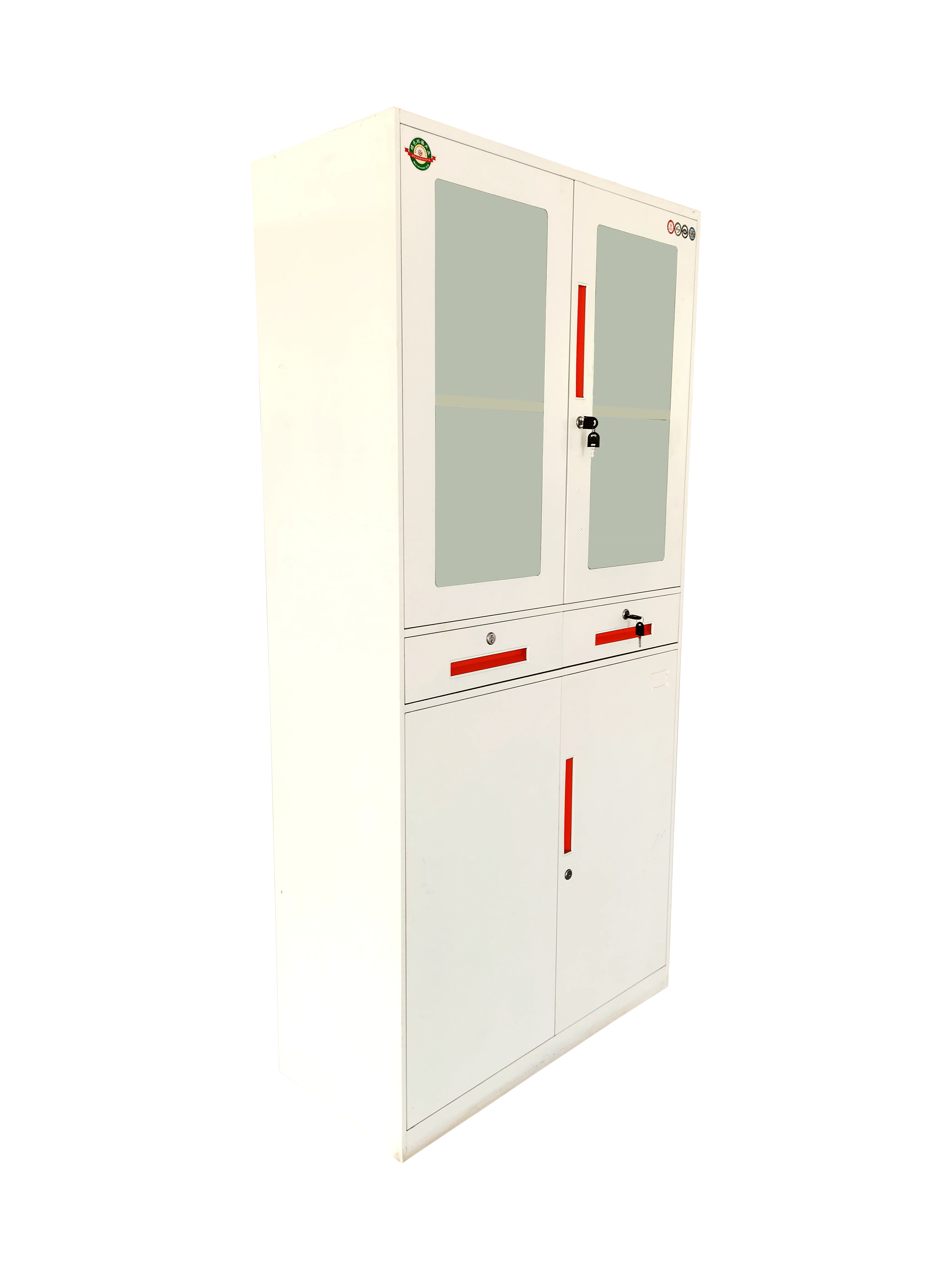 Hot sale office furniture cabinet manufacturers metal 2 door cupboard steel storage file glass cabinet