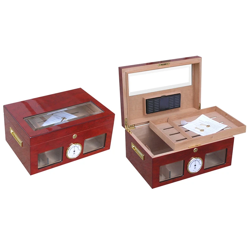wholesale custom Luxury Tempered Glass Top Display Customized logo Packaging Wood Cigar box