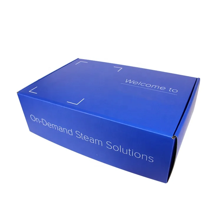 Custom Print Clamshell Roof top Blue Corrugated Cardboard Paper Packaging shipping box