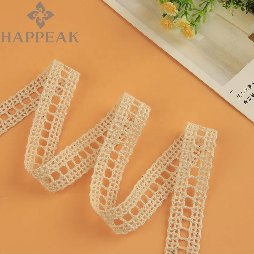 HAPPEAK Factory Wholesale Crochet Trim Border Cotton Water Soluble Lace Trimming Embroidered Wedding Lace