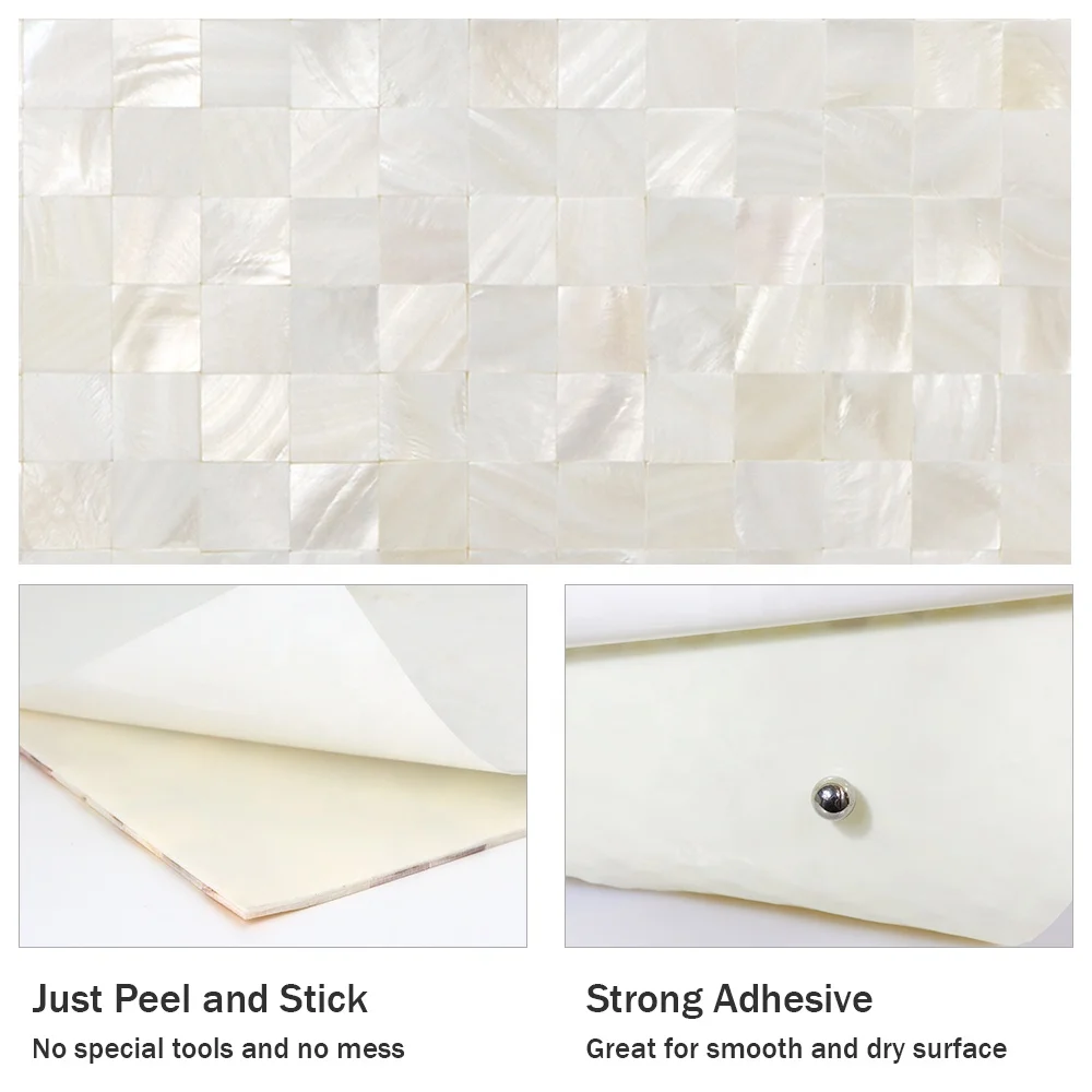 Colorful  pearl shell wall tiles home decorative waterproof Stick and Go Wall Tile Backsplash Peel and Stick Mosaics