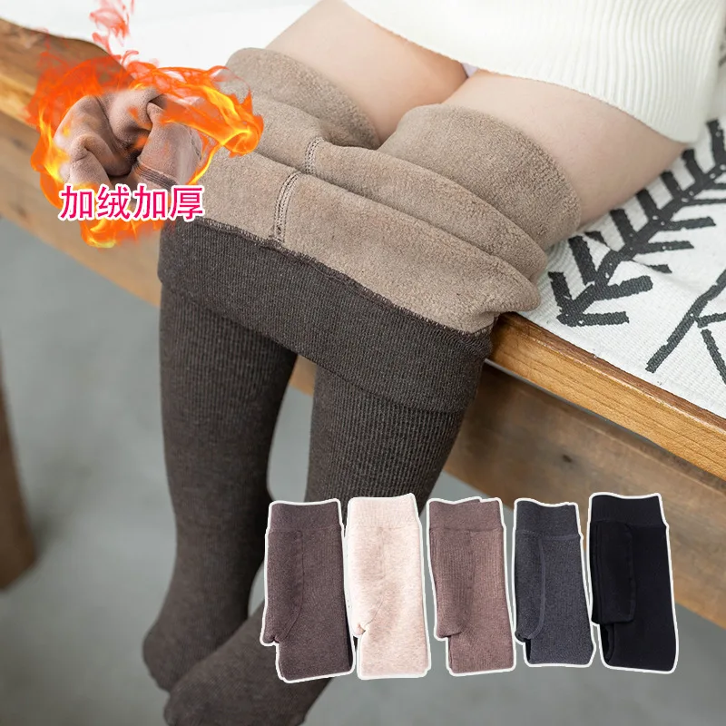 Hot Sale Winter Thick Fleece Thermal Child Pantyhose Fashion Solid Slim High Waist Fuzzy Warm Baby Pantyhose Tights